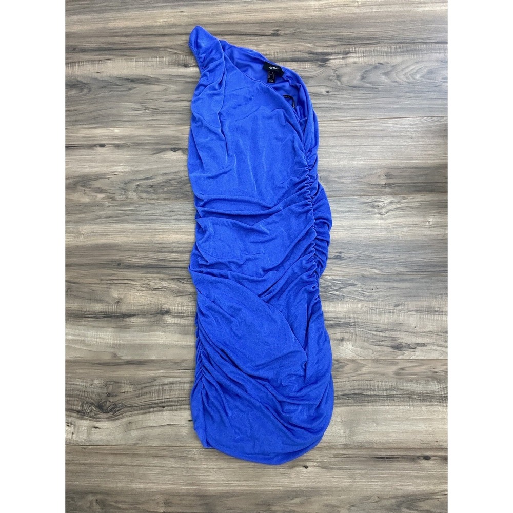 Forever 21+ Women's Bodycon Ruched Dress One Sleeve Blue Size 1X